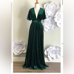 Green velvet dress with multi style straps